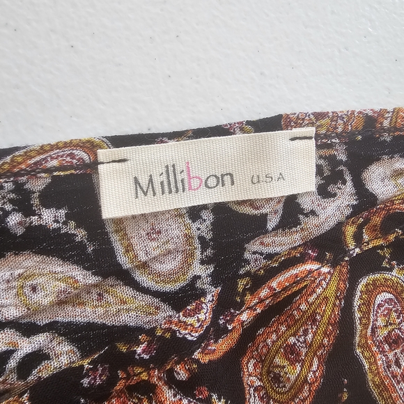 Millibon Dress Paisley Print Sleeveless Dress Soze M - Picture 6 of 8